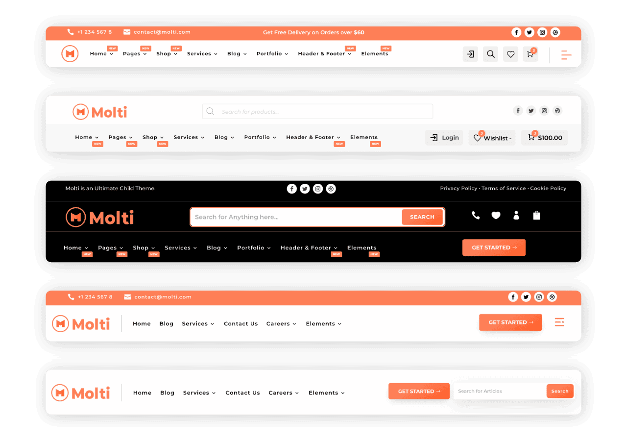 Molti - Ecommerce Headers